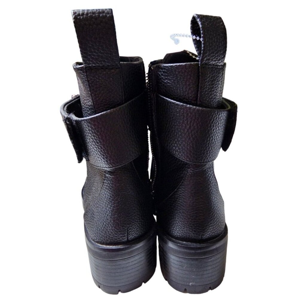 Karl Lagerfeld Combat Black Boots Paris Embellished Strap Payson Pippa 8.5 READ - Picture 4 of 8